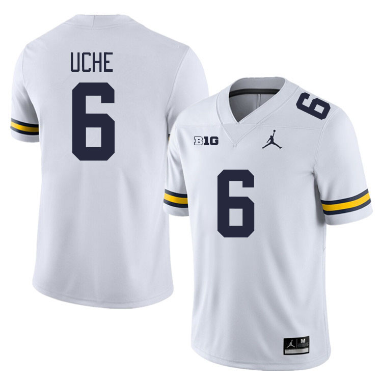 Michigan Wolverines #6 Joshua Uche College Football Jerseys Stitched Sale-White